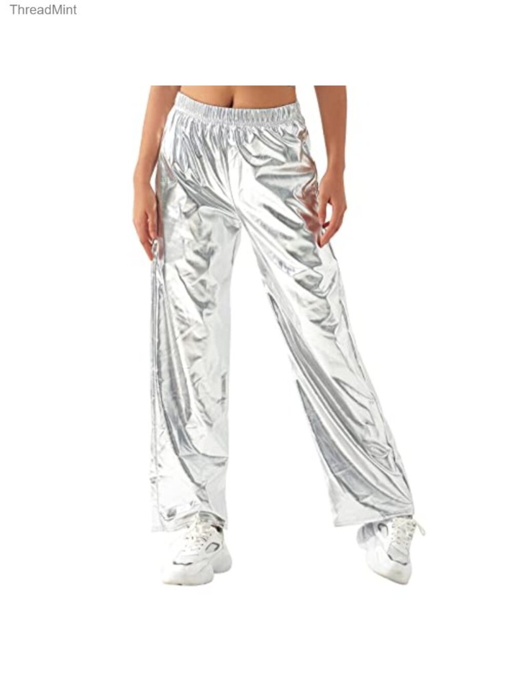 Shiny Metallic High Waist Jogger Pants Holographic Streetwear